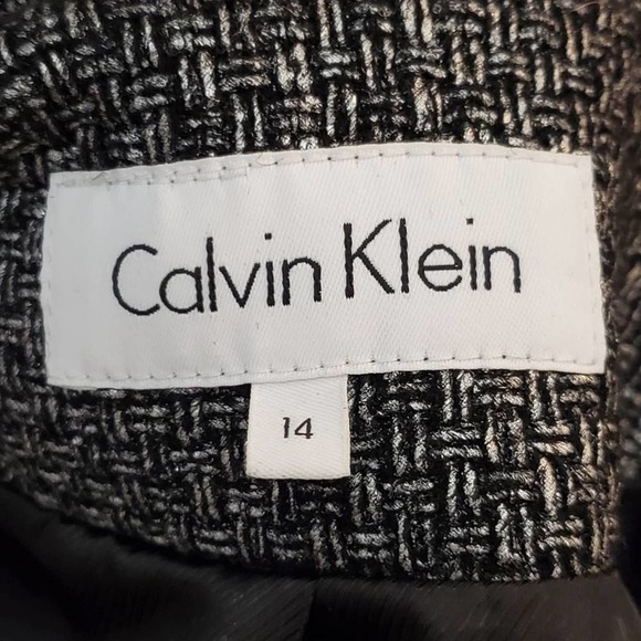 Calvin klein black and metallic tweed wool blend walking coat plus size 14 - Picture 7 of 8